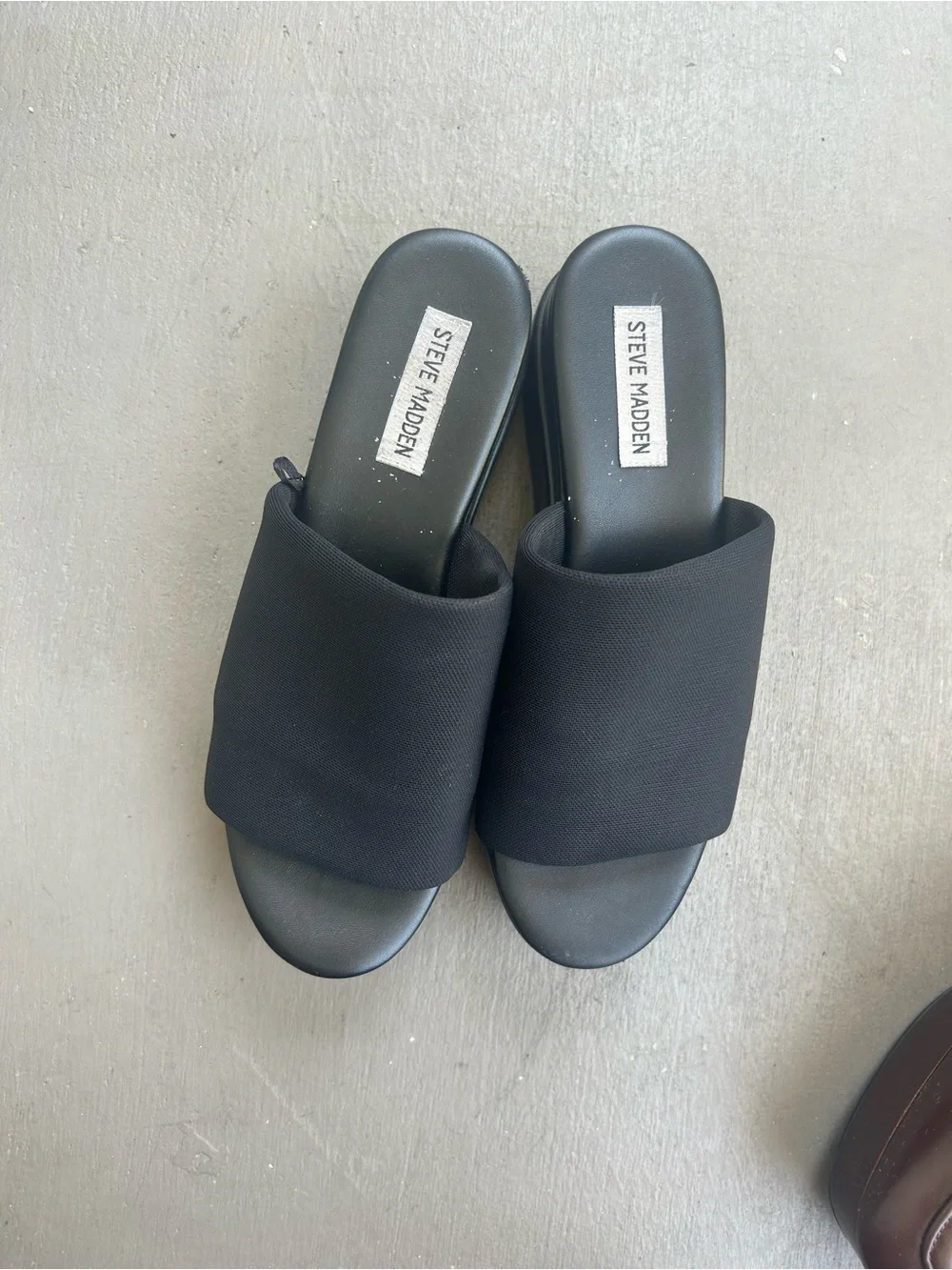 Steve Madden Black Padded Slide Sandals